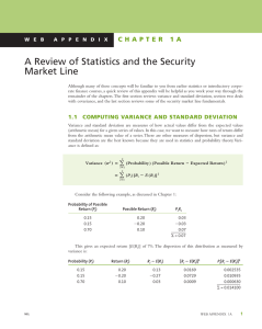 A Review of Statistics and the Security Market Line