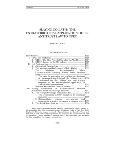 SLAYING GOLIATH:  THE EXTRATERRITORIAL APPLICATION OF U.S. ANTITRUST LAW TO OPEC