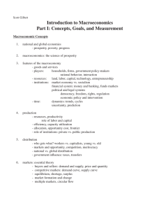 Introduction to Macroeconomics Part I: Concepts, Goals, and Measurement