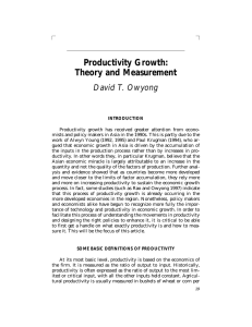 Productivity Growth: Theory and Measurement David T. Owyong