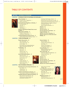 TABLE OF CONTENTS SECTION I THE WORLD OF RETAILING
