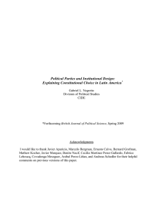 Political Parties and Institutional Design: Explaining Constitutional Choice in Latin America