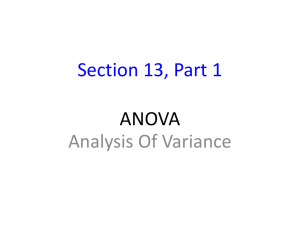 Section 13, Part 1  ANOVA Analysis Of Variance