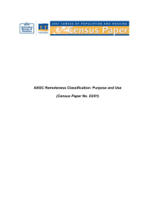 ASGC Remoteness Classification: Purpose and Use (Census Paper No. 03/01)