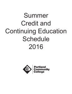 Summer Credit and Continuing Education Schedule