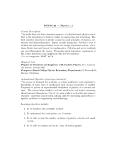 PHYS1441 — Physics 1.3 Course Description: