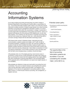 Accounting Information Systems Potential career paths: