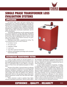 SINGLE PHASE TRANSFORMER LOSS EVALUATION SYSTEMS APPLICATION