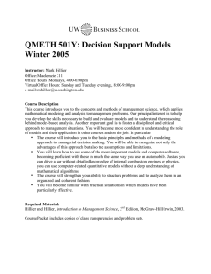 QMETH 501Y: Decision Support Models Winter 2005