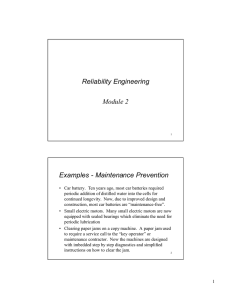 Reliability Engineering Examples - Maintenance Prevention Module 2