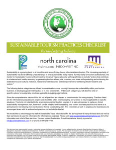 SUSTAINABLE TOURISM PRACTICES CHECKLIST  For the Lodging Industry