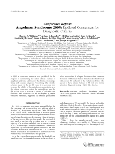 Angelman Syndrome 2005: Updated Consensus for Diagnostic Criteria Conference Report