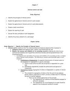 Chapter 7  Internal Control and Cash Study Objectives