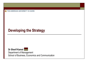 Developing the Strategy Dr Sherif Kamel Department of Management