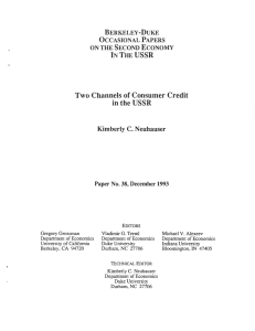 Two Channels of Consumer Credi t in the BERKELEY-DUKE OCCASIONAL PAPER S