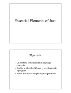 Essential Elements of Java Objectives