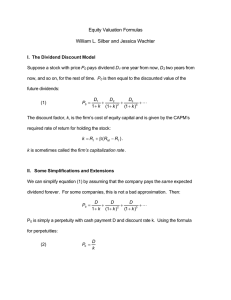 Equity Valuation Formulas  William L. Silber and Jessica Wachter