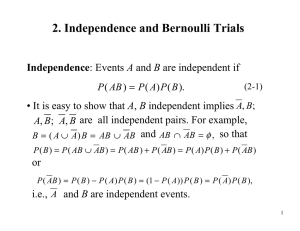 Independence A are  all independent pairs. For example, and