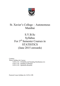 St. Xavier’s College – Autonomous Mumbai S.Y.B.Sc