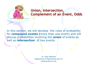 Union, Intersection, Complement of an Event, Odds compound events (