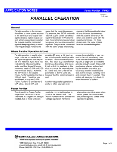 PARALLEL OPERATION General