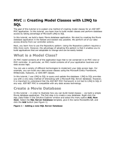 MVC :: Creating Model Classes with LINQ to SQL