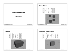 Translation 3D Transformations CS 4620 Lecture 3