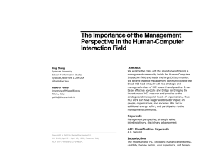 The Importance of the Management Perspective in the Human-Computer Interaction Field Abstract