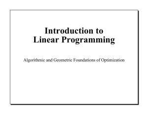 Introduction to Linear Programming Algorithmic and Geometric Foundations of Optimization