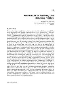 1 Final Results of Assembly Line Balancing Problem Waldemar Grzechca