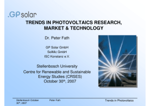 TRENDS IN PHOTOVOLTAICS RESEARCH, MARKET &amp; TECHNOLOGY