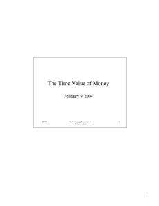 The Time Value of Money February 9, 2004 1 2/9/04