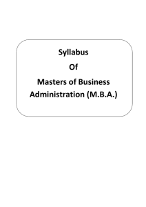 Syllabus Of Masters of Business Administration (M.B.A.)