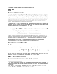 Notes on the Intrinsic Valuation Models and B-K-M Chapter 18  9/2005