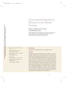 Transcriptional Regulatory Elements in the Human Genome Glenn A. Maston, Sara K. Evans,