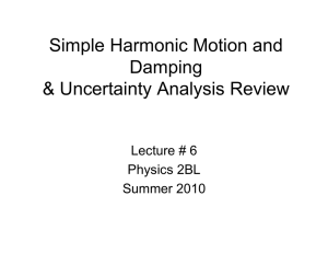 Simple Harmonic Motion and Damping &amp; Uncertainty Analysis Review Lecture # 6