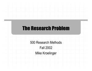 The Research Problem 500 Research Methods Fall 2002 Mike Kroelinger