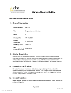 Standard Course Outline Compensation Administration  I.  General Information