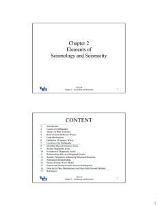 CONTENT Chapter 2 Elements of Seismology and Seismicity