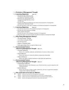 Evolution of Management Thought Learning Objectives