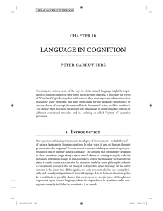 LANGUAGE IN COGNITION p eter  c arruthers  