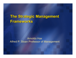 The Strategic Management Frameworks Arnoldo Hax Alfred P. Sloan Professor of Management