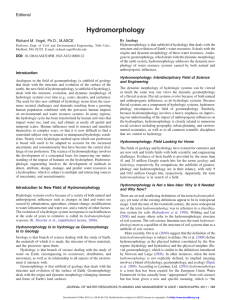 Hydromorphology Editorial Richard M. Vogel, Ph.D., M.ASCE
