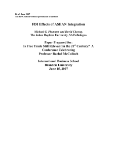 FDI Effects of ASEAN Integration