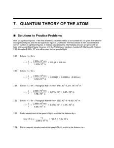 7.  QUANTUM THEORY OF THE ATOM Solutions to Practice Problems