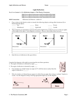 Science 8 – Optics Lesson 12 – Reflection Worksheet Answer Key