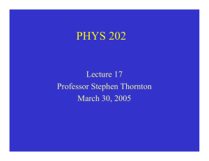 PHYS 202 Lecture 17 Professor Stephen Thornton March 30, 2005