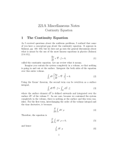 221A Miscellaneous Notes Continuity Equation 1 The Continuity Equation