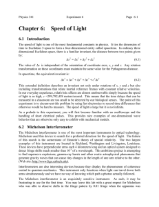 Chapter 6:    Speed of Light