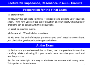 R-C-L Preparation for the Final Exam